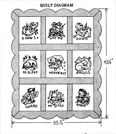 LW818 Child's Prayer Angel 9 Block Quilt (Now I Lay Me) - Click Image to Close